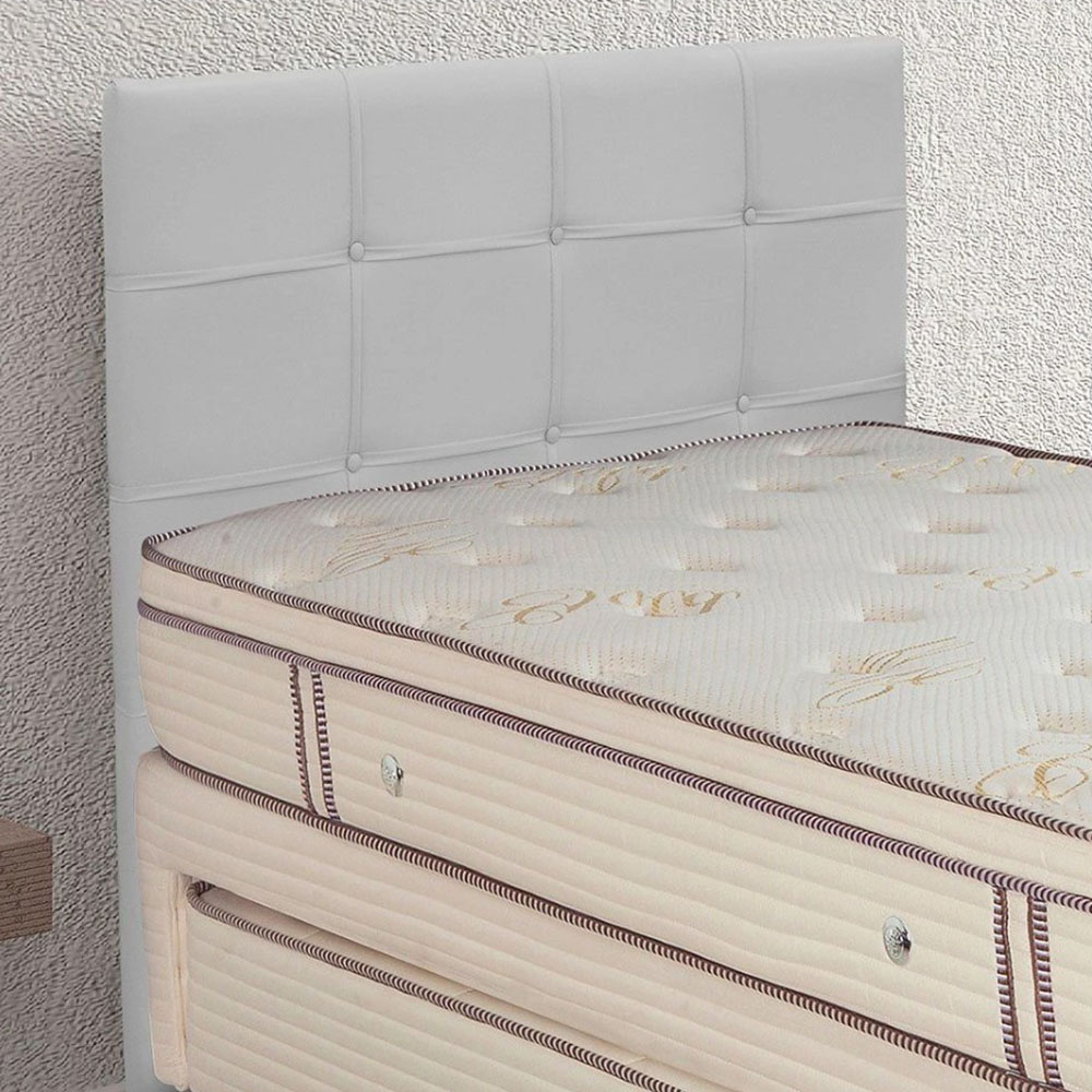 Cabeceira Painel De Solteiro 90cm Para Cama Box Clean Napa Branco - DS Móveis