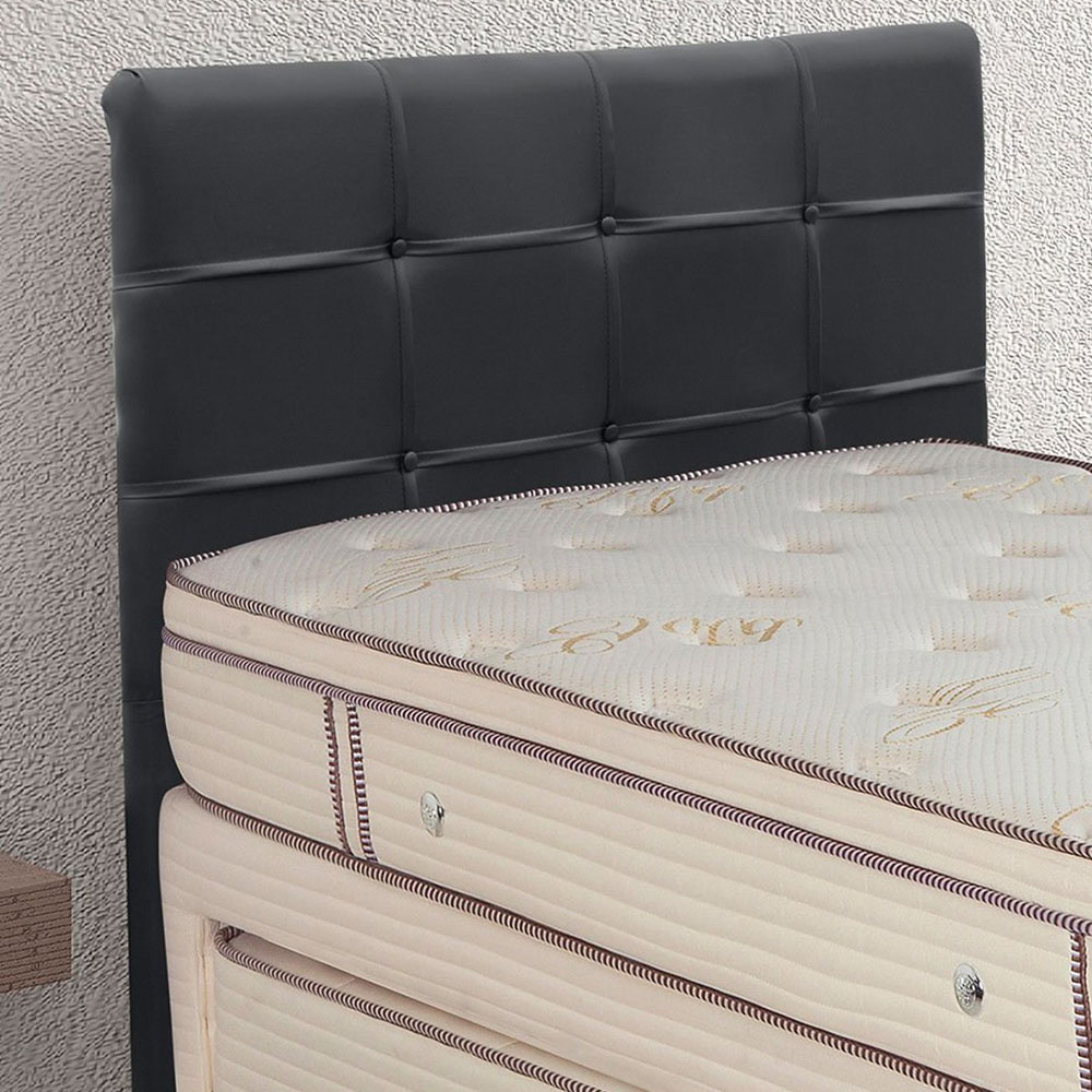Cabeceira Painel De Solteiro 90cm Para Cama Box Clean Napa Preto - DS Móveis