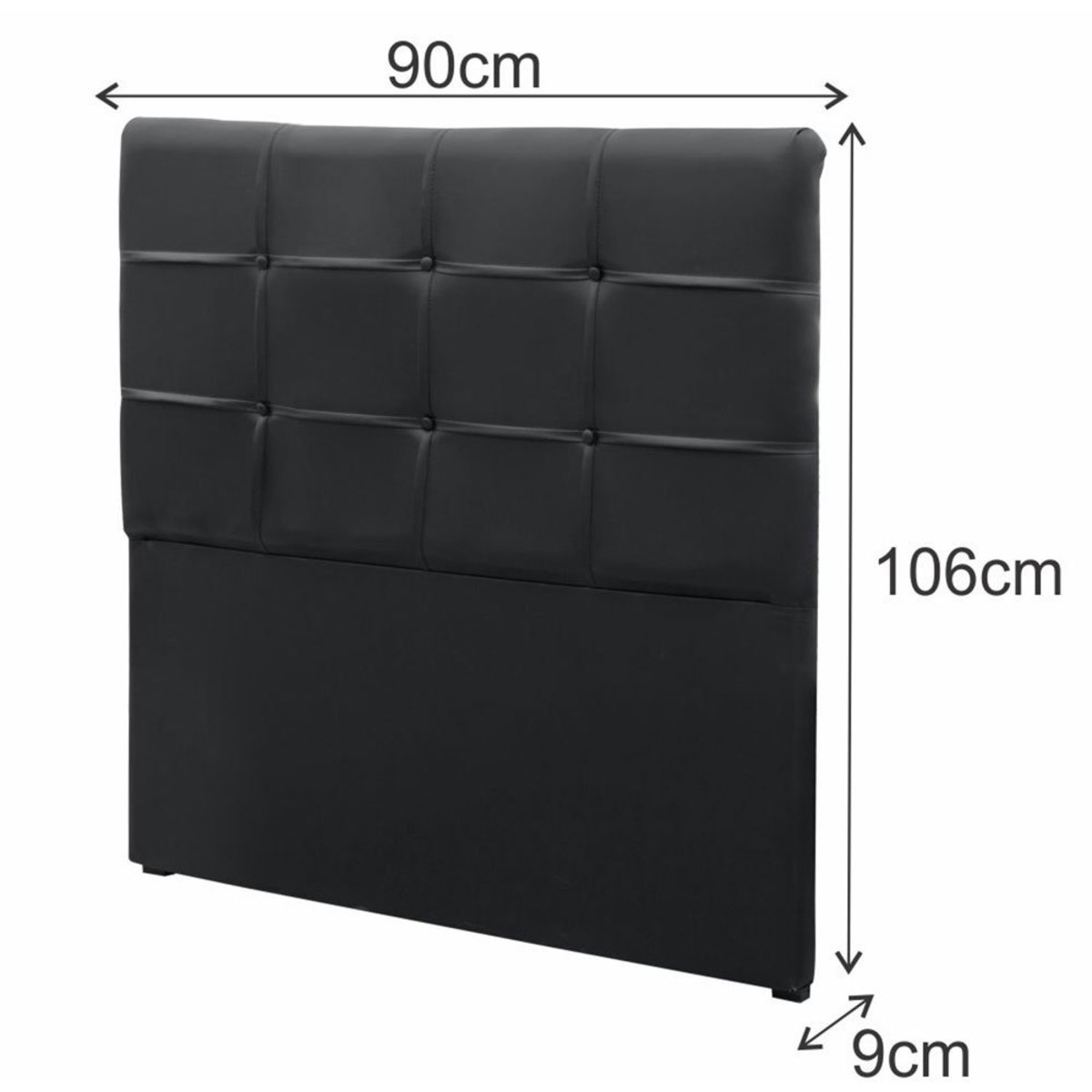 Cabeceira Painel De Solteiro 90cm Para Cama Box Clean Napa Preto - DS Móveis