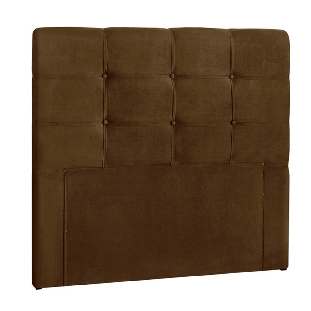 Cabeceira Painel De Solteiro 90cm Para Cama Box Clean Suede Marrom - DS Móveis