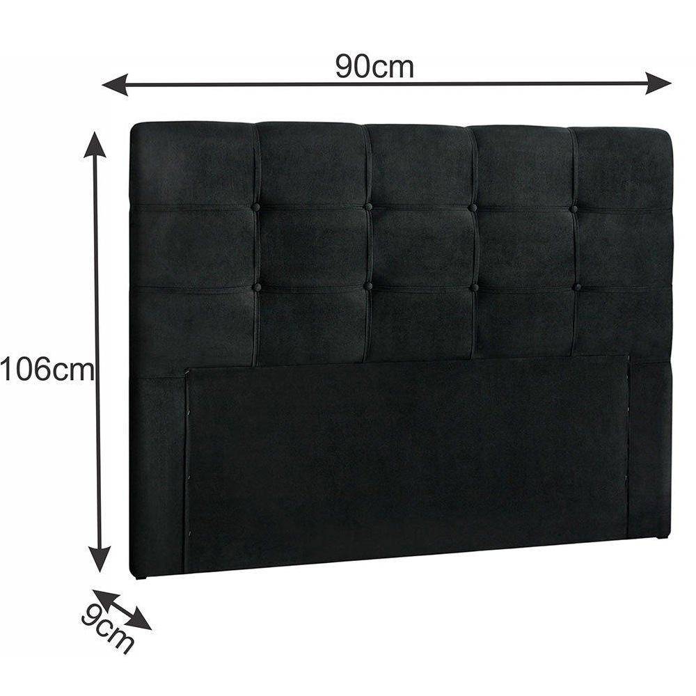 Cabeceira Painel De Solteiro 90cm Para Cama Box Clean Suede Preto - DS Móveis
