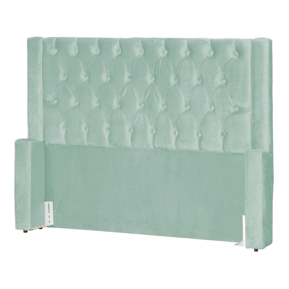 Cabeceira Para Cama Box Casal Emma Luxo Veludo Acqua - DS Estofados