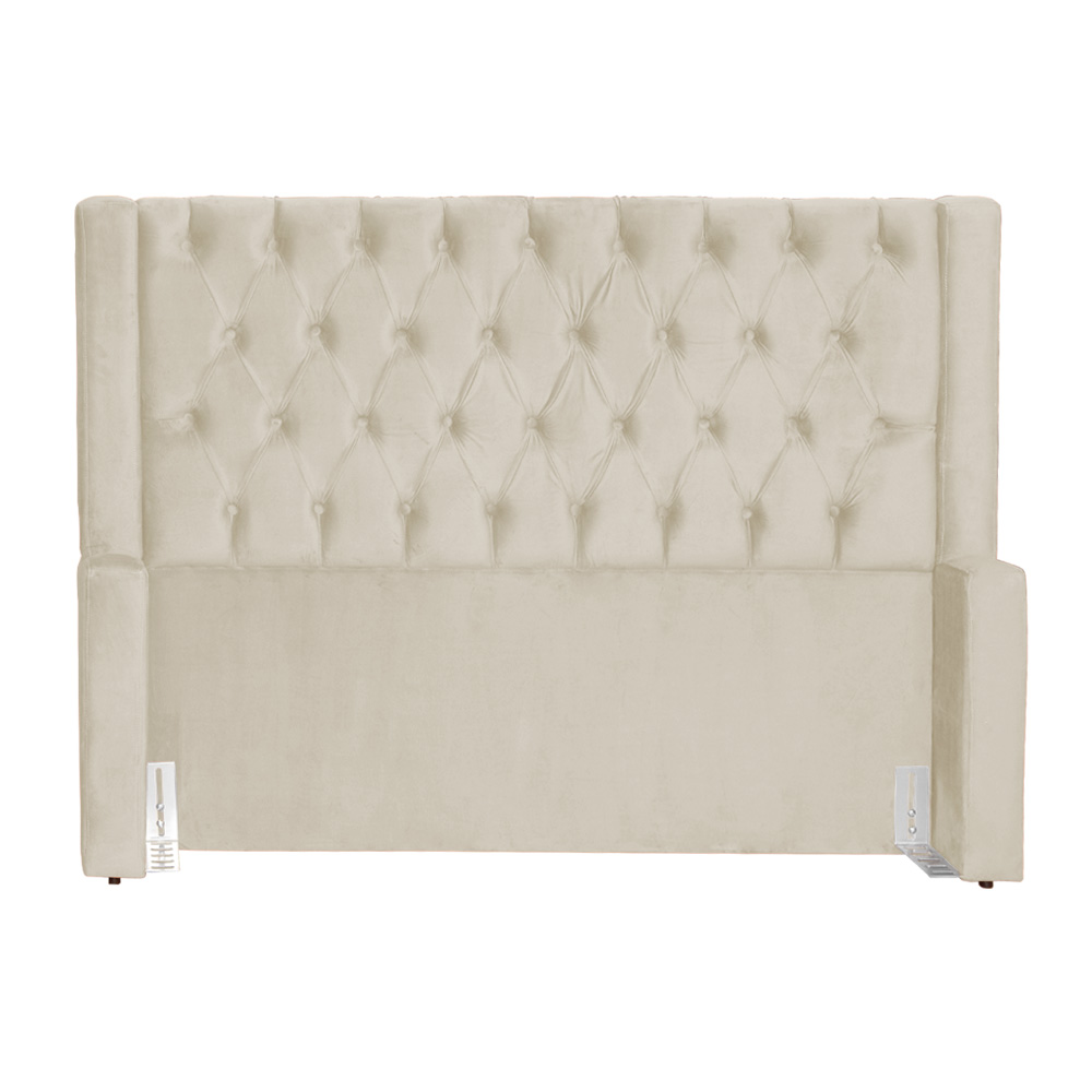 Cabeceira Para Cama Box Casal Emma Luxo Veludo Bege - DS Estofados