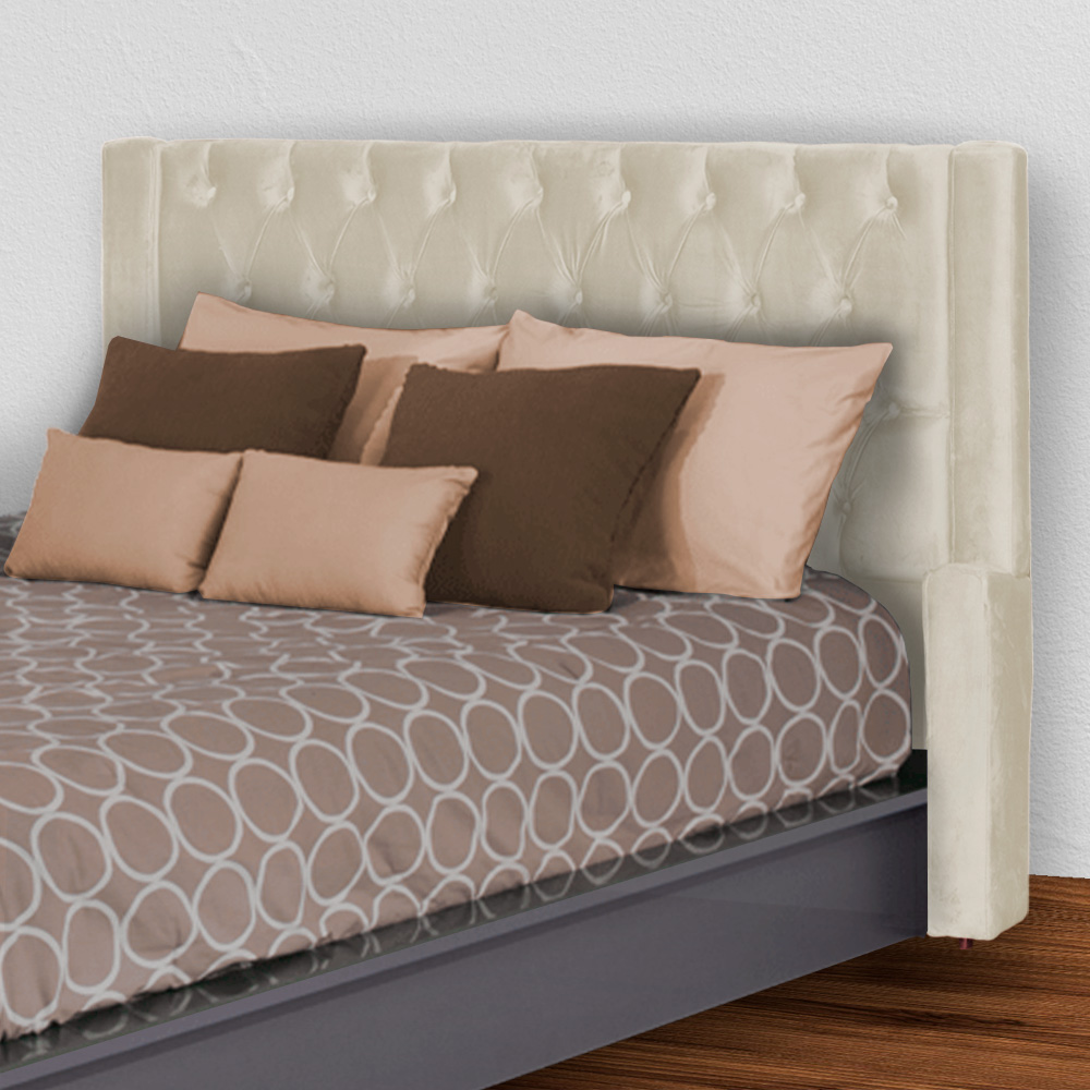 Cabeceira Para Cama Box Casal Emma Luxo Veludo Bege - DS Estofados