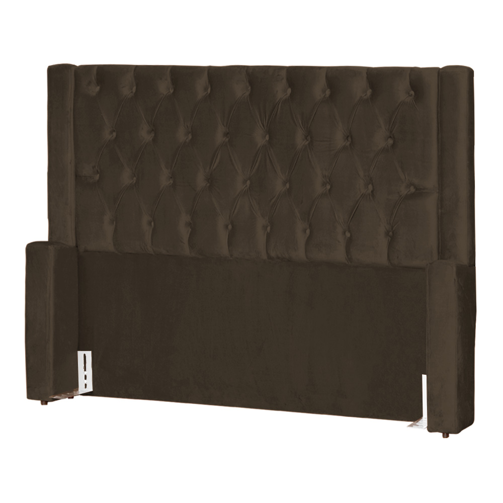 Cabeceira Para Cama Box Casal Emma Luxo Veludo Marrom - DS Estofados