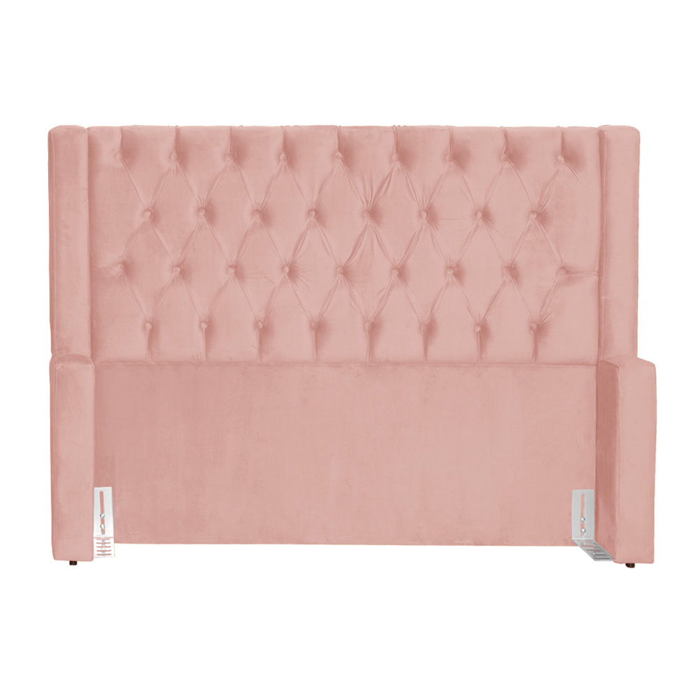 Cabeceira Para Cama Box Casal Emma Luxo Veludo Rosa - DS Estofados