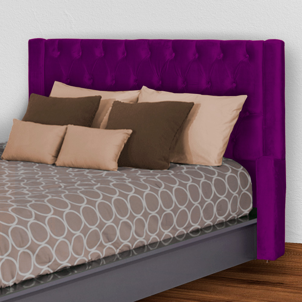 Cabeceira Para Cama Box Casal Emma Luxo Veludo Roxo - DS Estofados