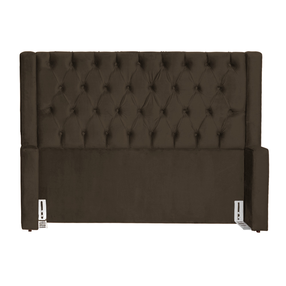 Cabeceira Para Cama Box Casal Super King Emma Luxo Veludo Marrom - DS Estofados