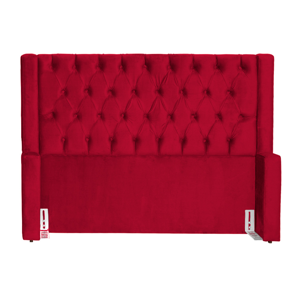 Cabeceira Para Cama Box Casal Super King Emma Luxo Veludo Vermelho - DS Estofados
