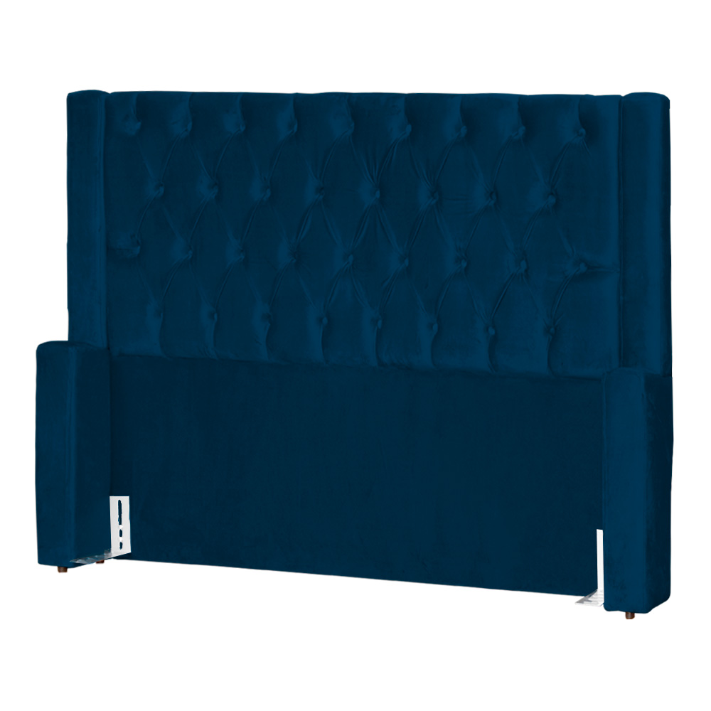 Cabeceira Para Cama Box Solteiro  Emma Luxo Veludo Azul Marinho - DS Estofados