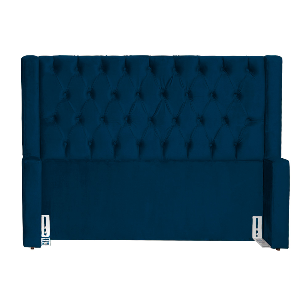 Cabeceira Para Cama Box Solteiro  Emma Luxo Veludo Azul Marinho - DS Estofados
