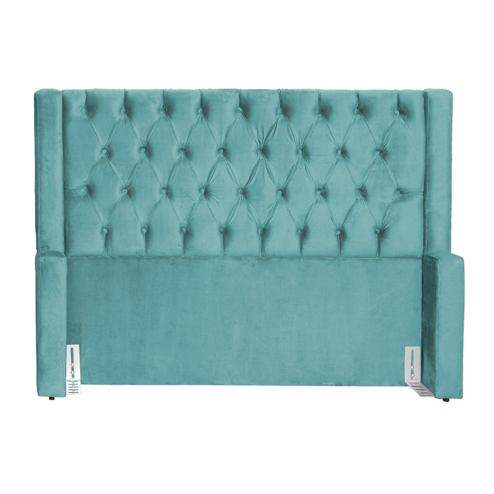Cabeceira Para Cama Box Solteiro  Emma Luxo Veludo Azul Turquesa - DS Estofados