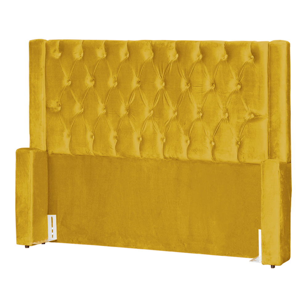 Cabeceira Para Cama Box Solteiro  Emma Luxo Veludo Mostarda - DS Estofados