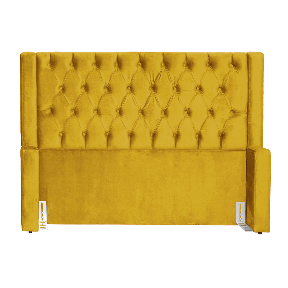 Cabeceira Para Cama Box Solteiro  Emma Luxo Veludo Mostarda - DS Estofados