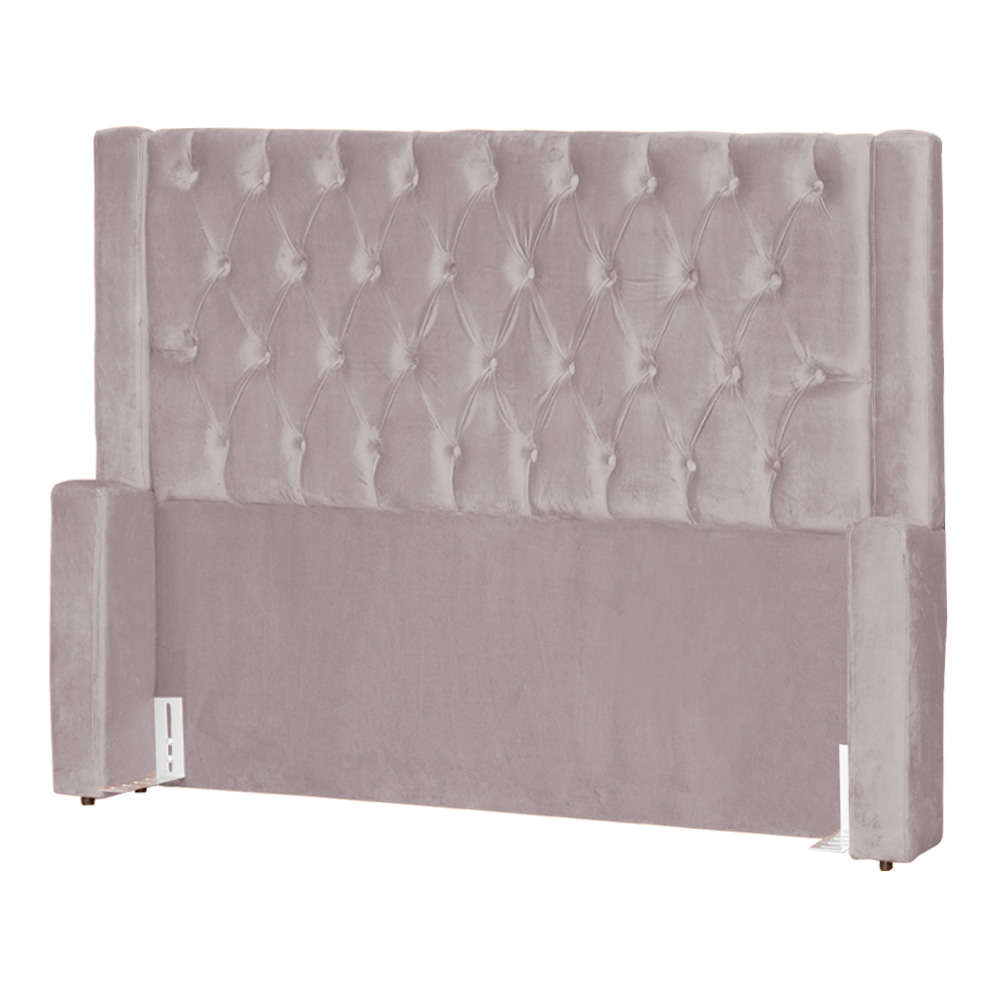 Cabeceira Para Cama Box Solteiro  Emma Luxo Veludo Rosê - DS Estofados