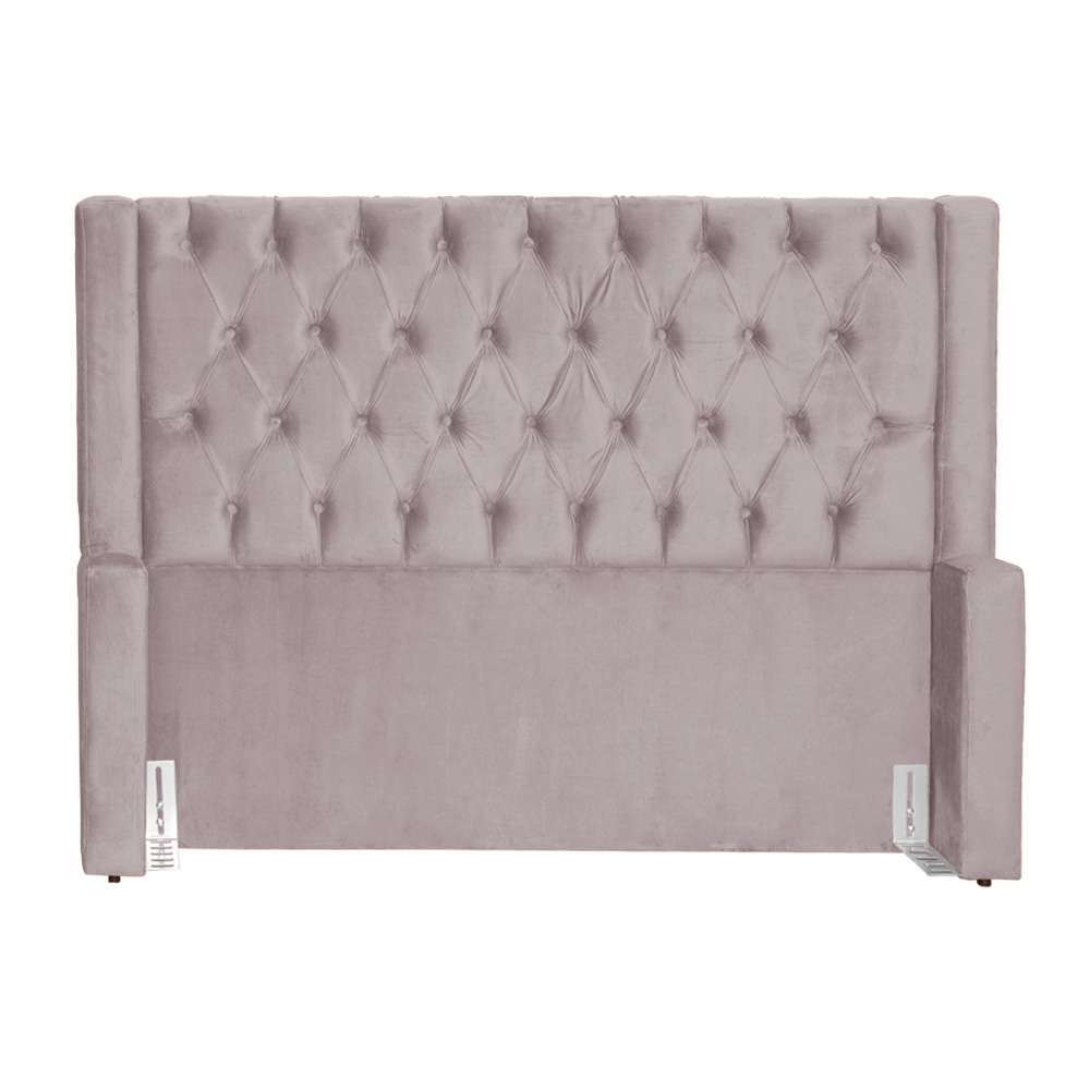 Cabeceira Para Cama Box Solteiro  Emma Luxo Veludo Rosê - DS Estofados