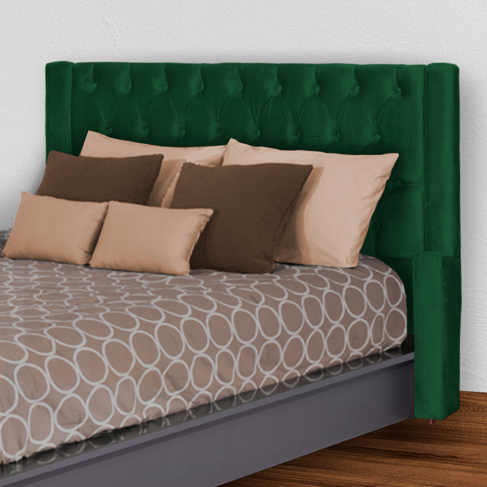 Cabeceira Para Cama Box Solteiro  Emma Luxo Veludo Verde - DS Estofados