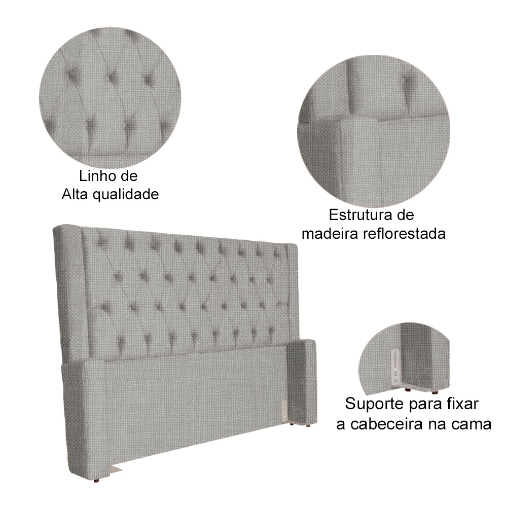 Cabeceira Para Cama Box Solteiro Emma Linho Bege - DS Estofados