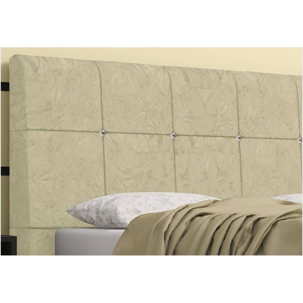 Cabeceira Pietra Casal 140 Cm Com Baú Interno Suede Bege - DS Estofados