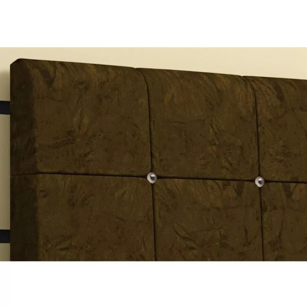 Cabeceira Pietra Casal 140 Cm Com Baú Interno Suede Marrom - DS Estofados