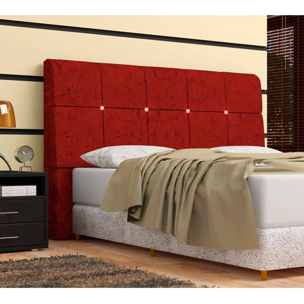 Cabeceira Pietra Casal 140 Cm Com Baú Interno Suede Vermelho - DS Estofados