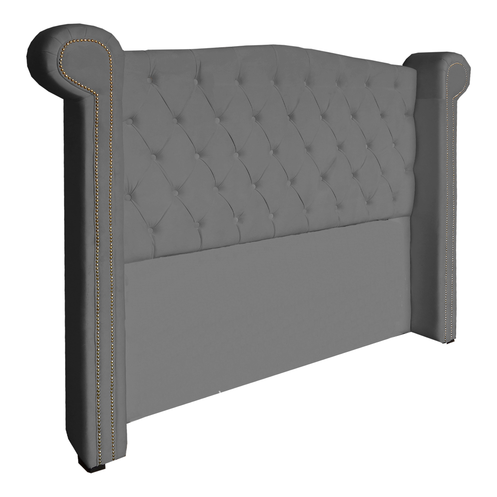 Cabeceira Sienna Casal Luxo Suede Cinza