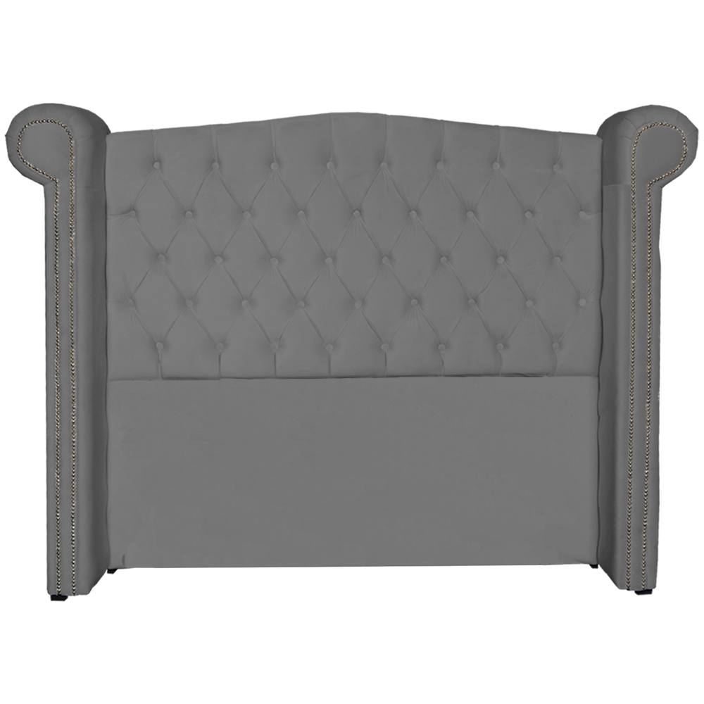 Cabeceira Sienna Casal Luxo Suede Cinza