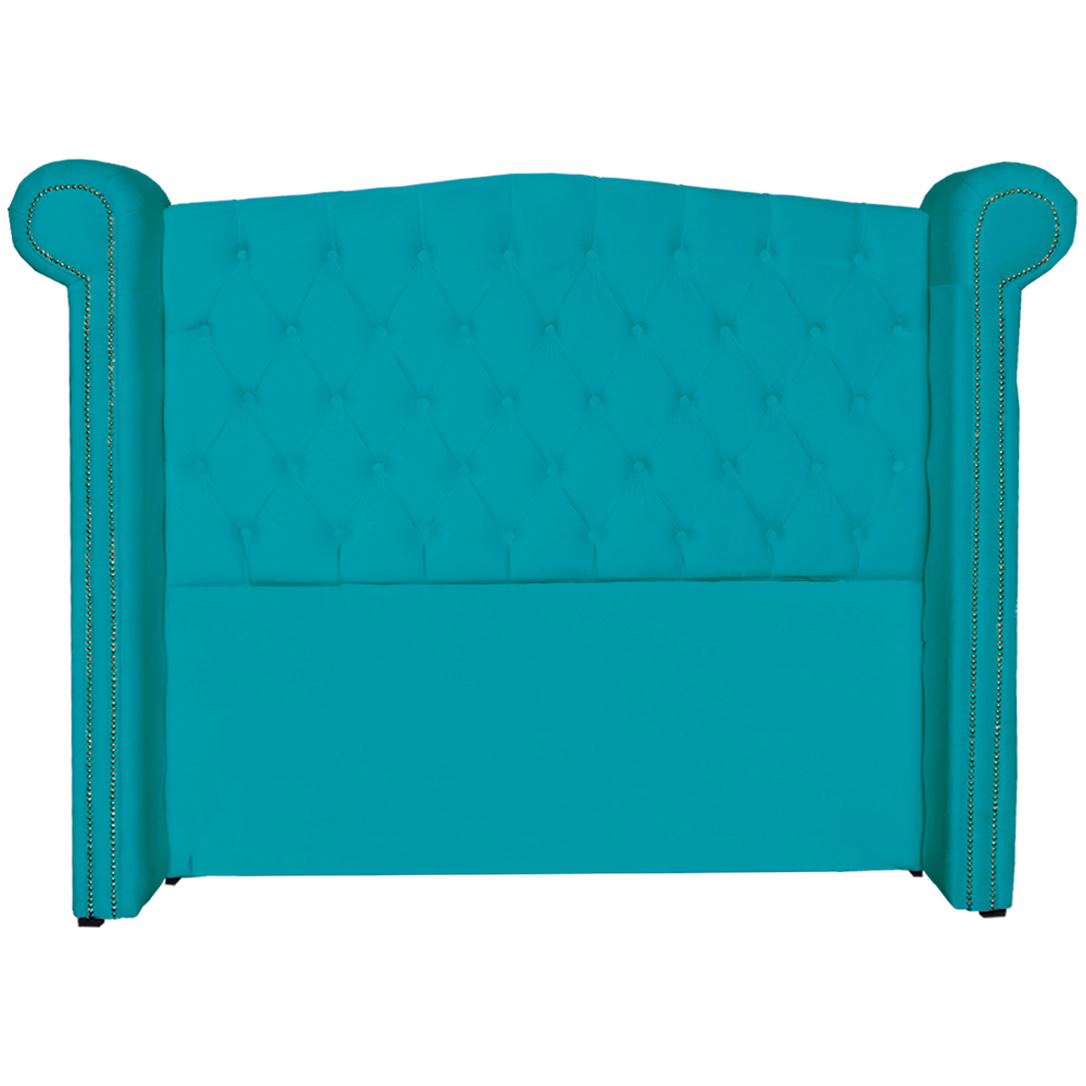 Cabeceira Sienna Casal Queen Luxo Suede Azul Turquesa 