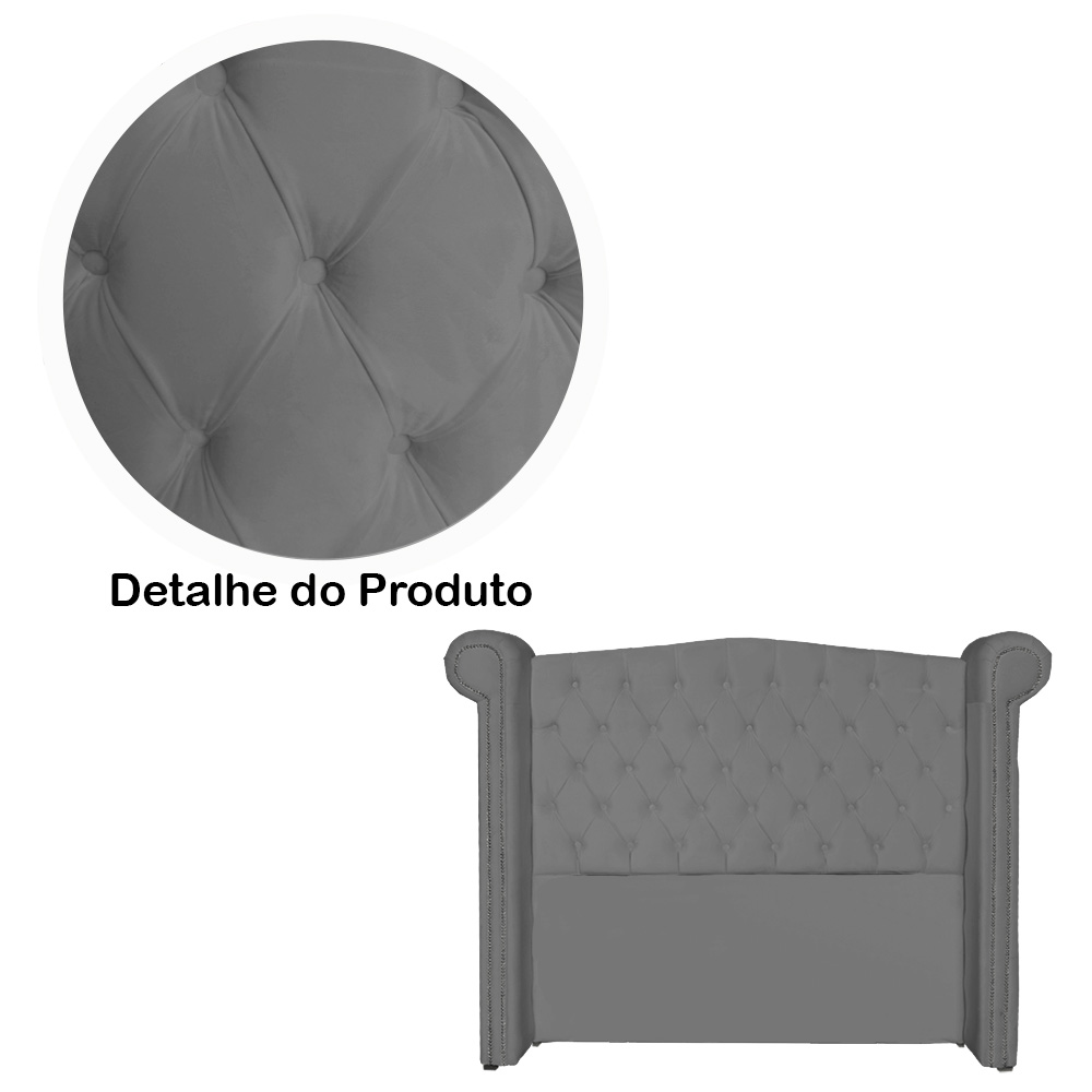 Cabeceira Sienna Casal Queen Luxo Suede Cinza