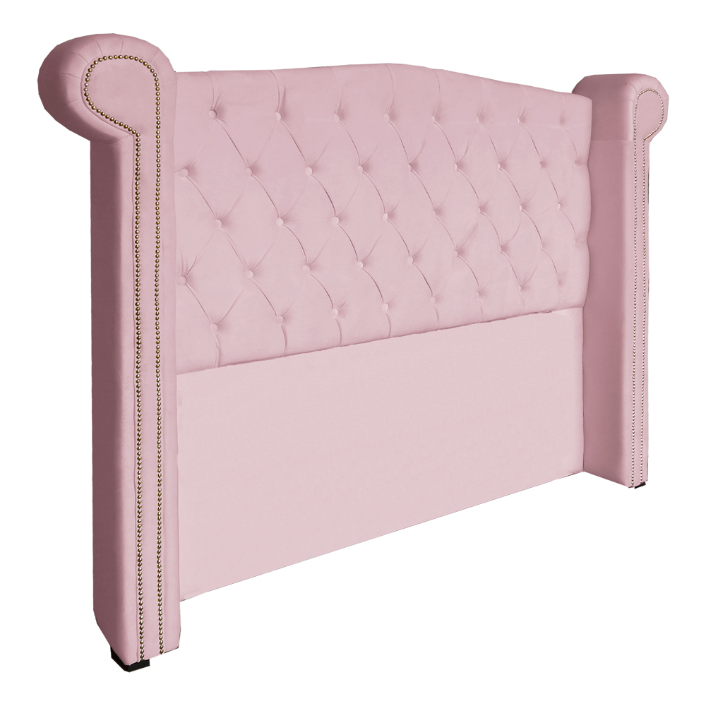 Cabeceira Sienna Casal Queen Luxo Suede Rosa Bebê