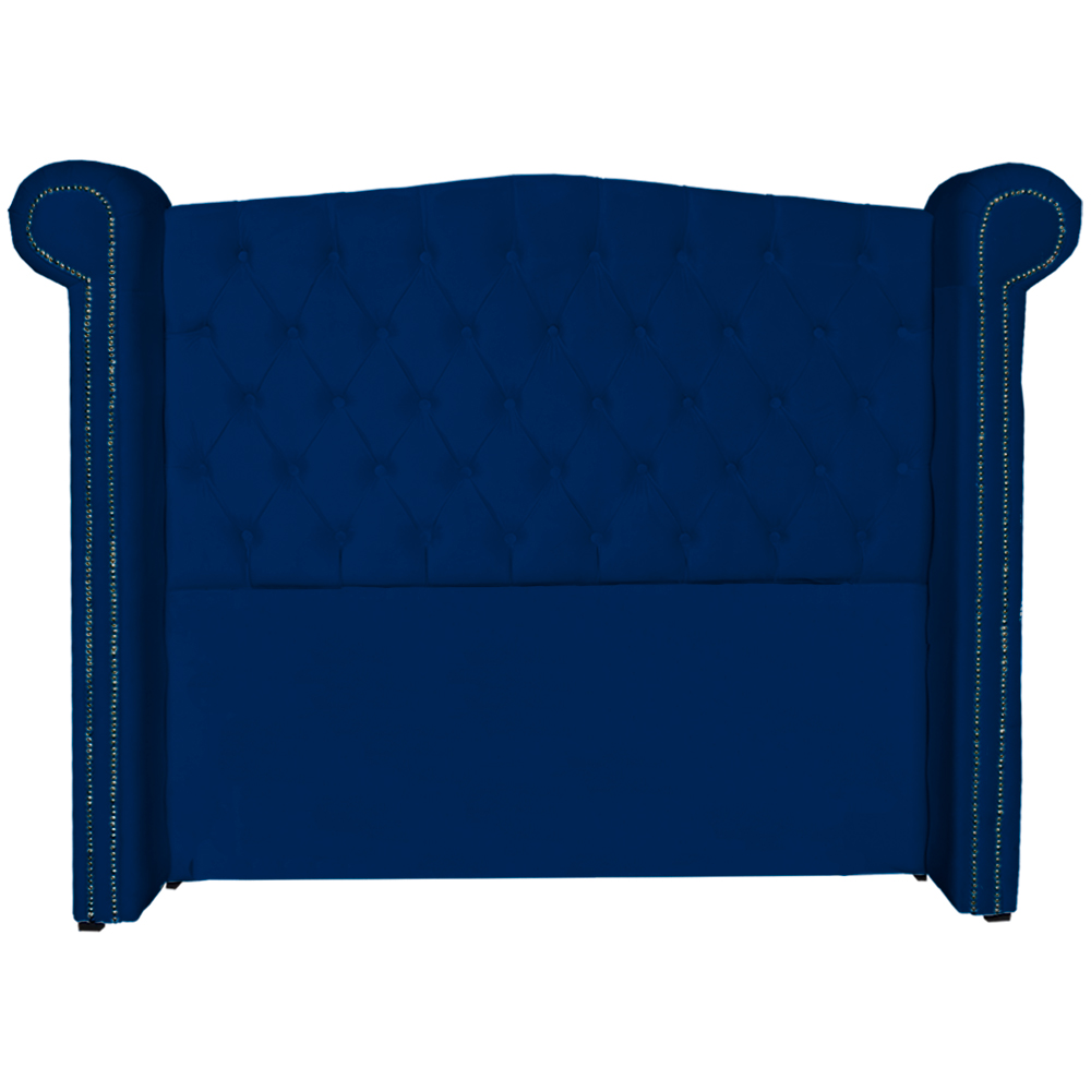 Cabeceira Sienna Solteiro Luxo Suede Azul Marinho 
