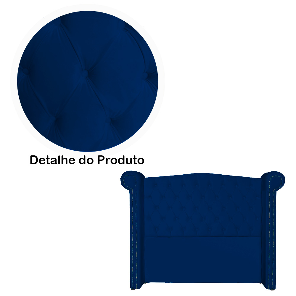 Cabeceira Sienna Solteiro Luxo Suede Azul Marinho 