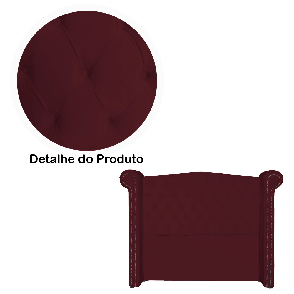 Cabeceira Sienna Solteiro Luxo Suede Bordô
