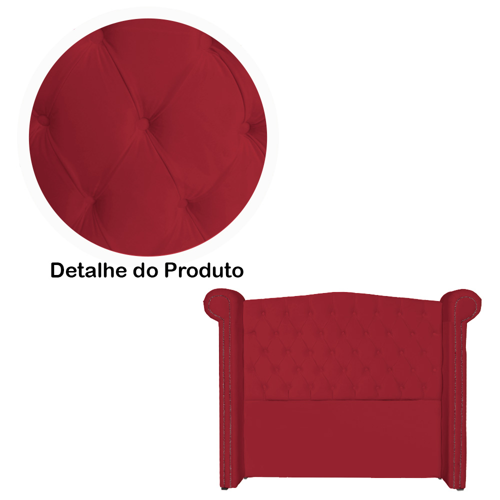 Cabeceira Sienna Solteiro Luxo Suede Vermelho 