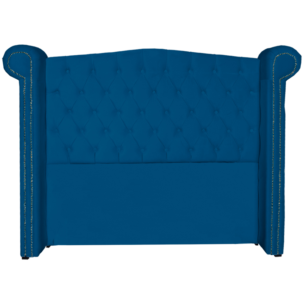 Cabeceira Sienna Super King Luxo Suede Azul Royal 