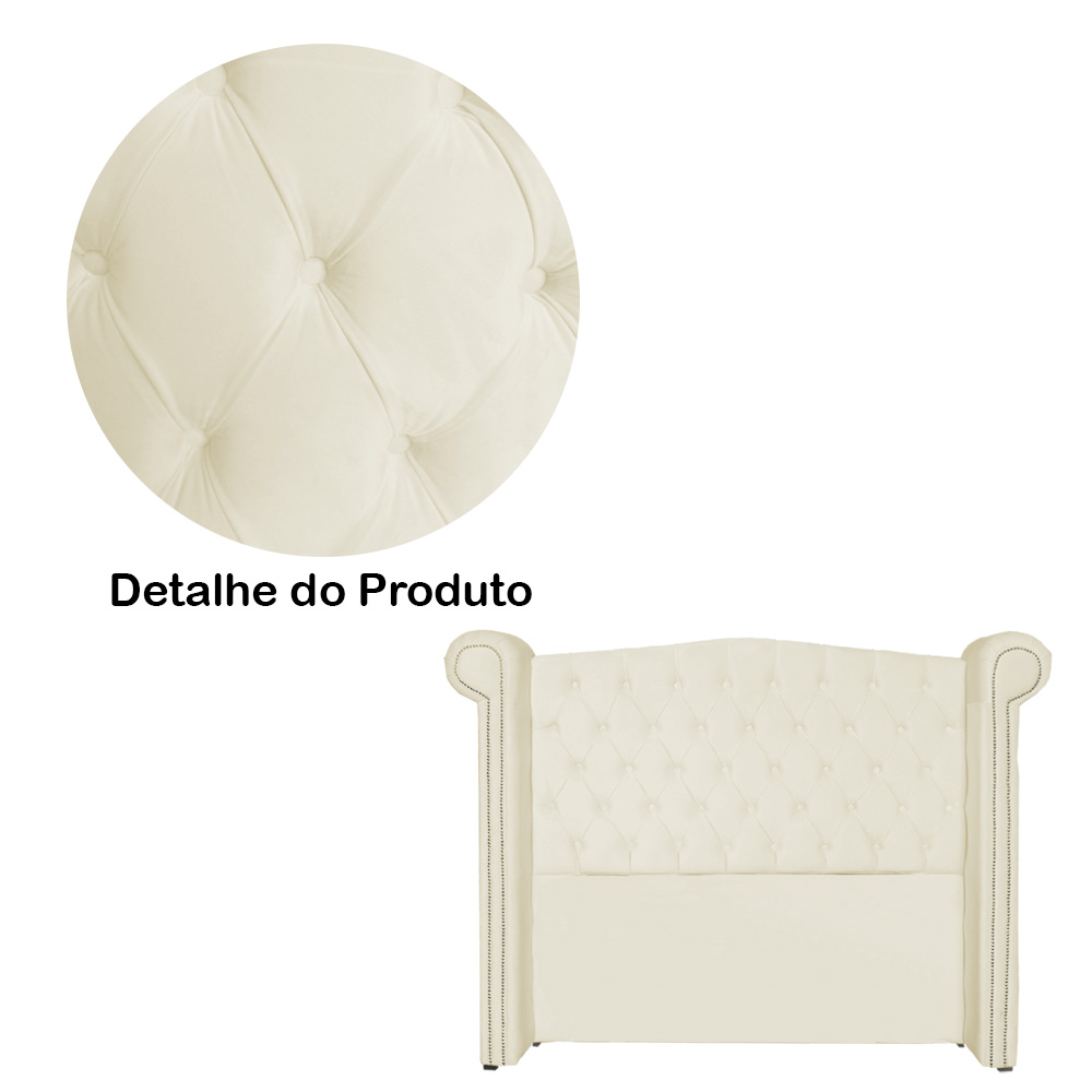Cabeceira Sienna Super King Luxo Suede Marfim