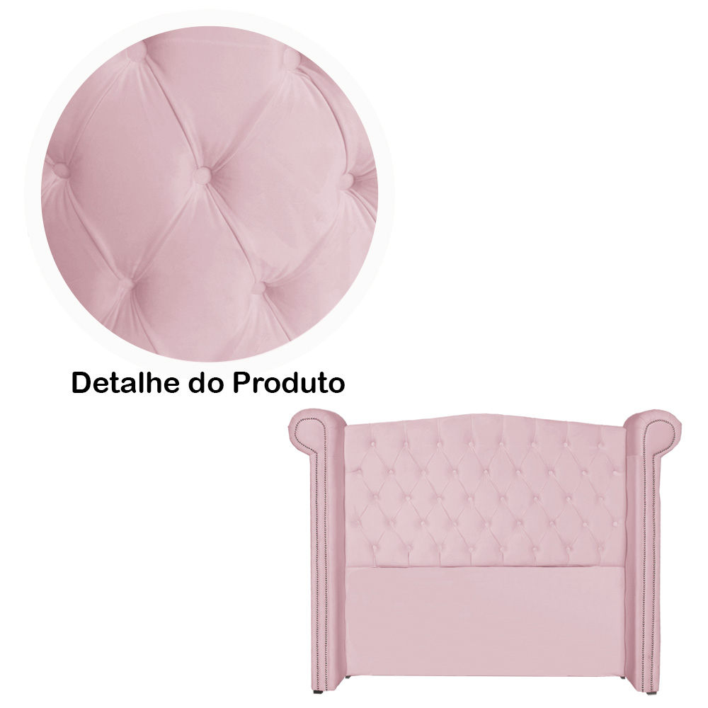 Cabeceira Sienna Super King Luxo Suede Rosa Bebê