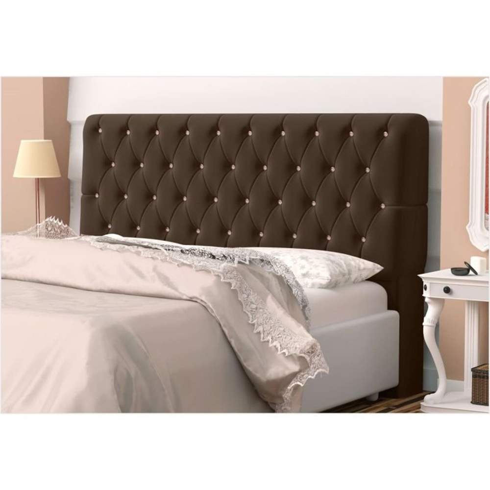 Cabeceira Solteiro 0,90cm Para Cama Box Lady Napa Marrom Botões Strass - DS Estofados