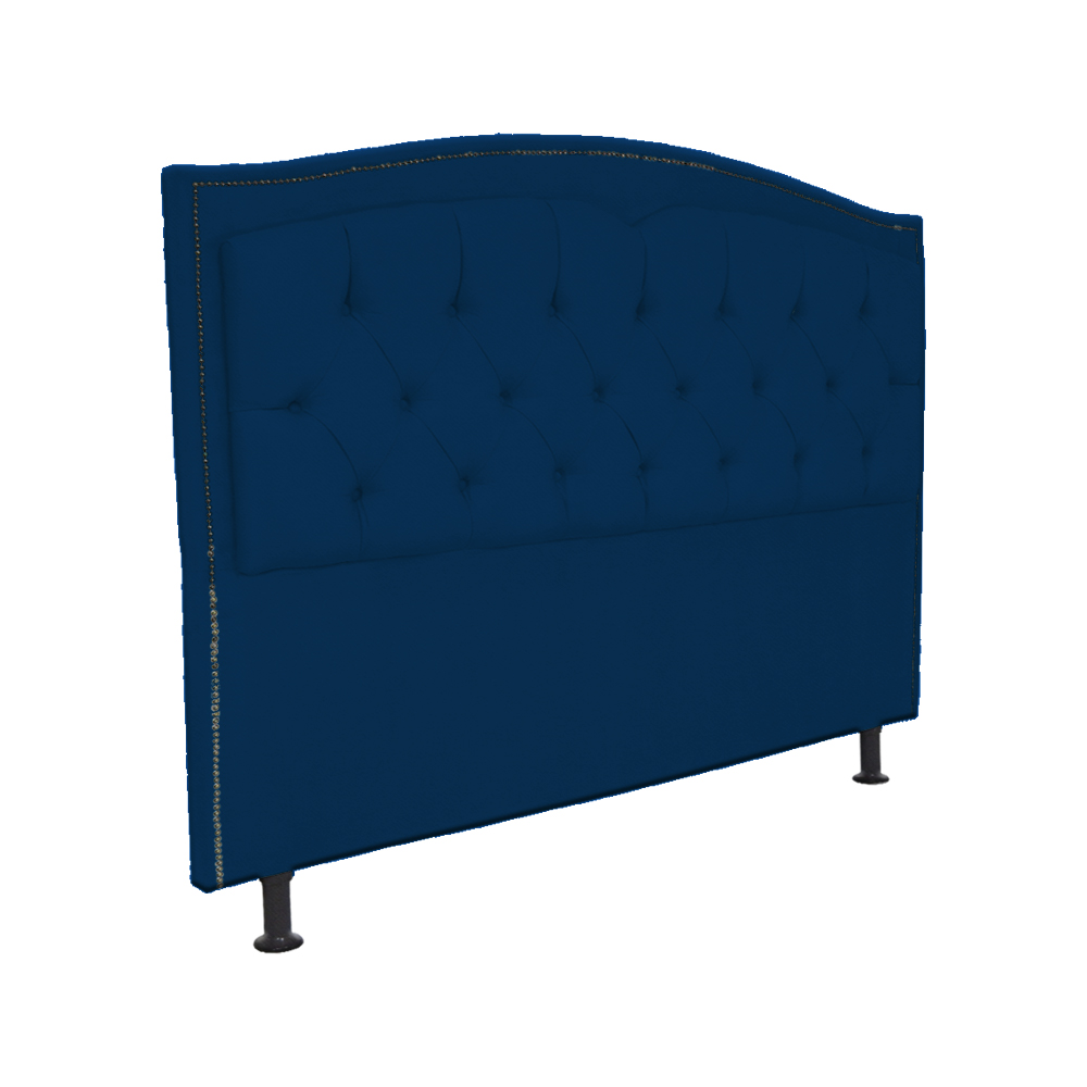 Cabeceira Solteiro 90cm Para Cama Box Diana Suede Azul Marrinho - DS Estofados
