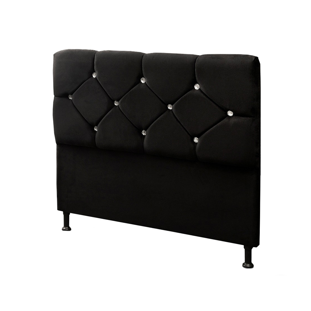 Cabeceira Solteiro 90cm Para Cama Box Livía Suede Preto - DS Estofados