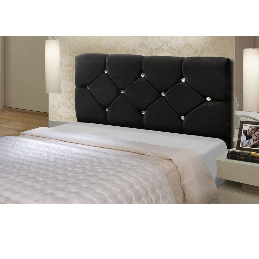 Cabeceira Solteiro 90cm Para Cama Box Livía Suede Preto - DS Estofados
