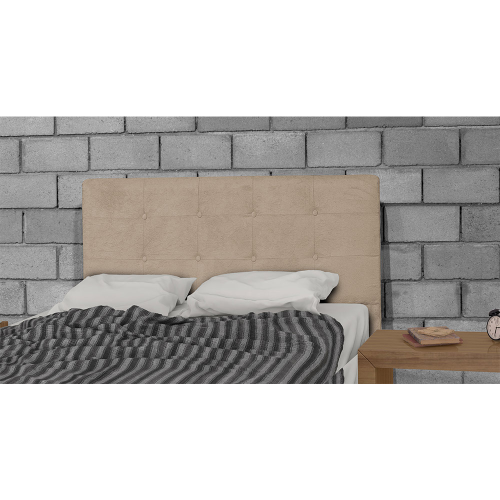 Cabeceira Solteiro 90cm Para Cama Box Luna Suede Amassado Bege - DS Estofados