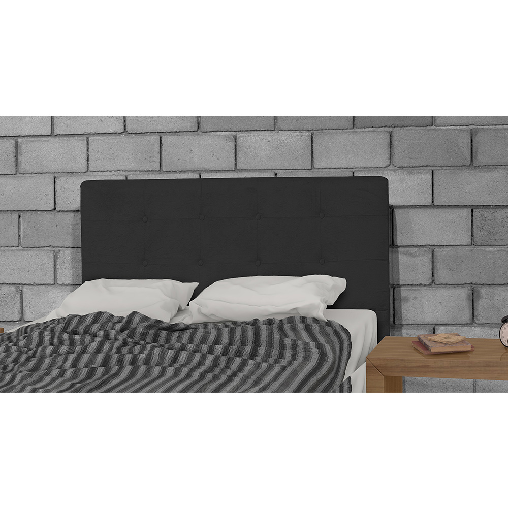 Cabeceira Solteiro 90cm Para Cama Box Luna Suede Amassado Preto - DS Estofados
