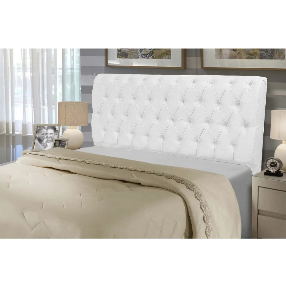 Cabeceira Solteiro 90cm Para Cama Box Paris Napa Branco - DS Estofados