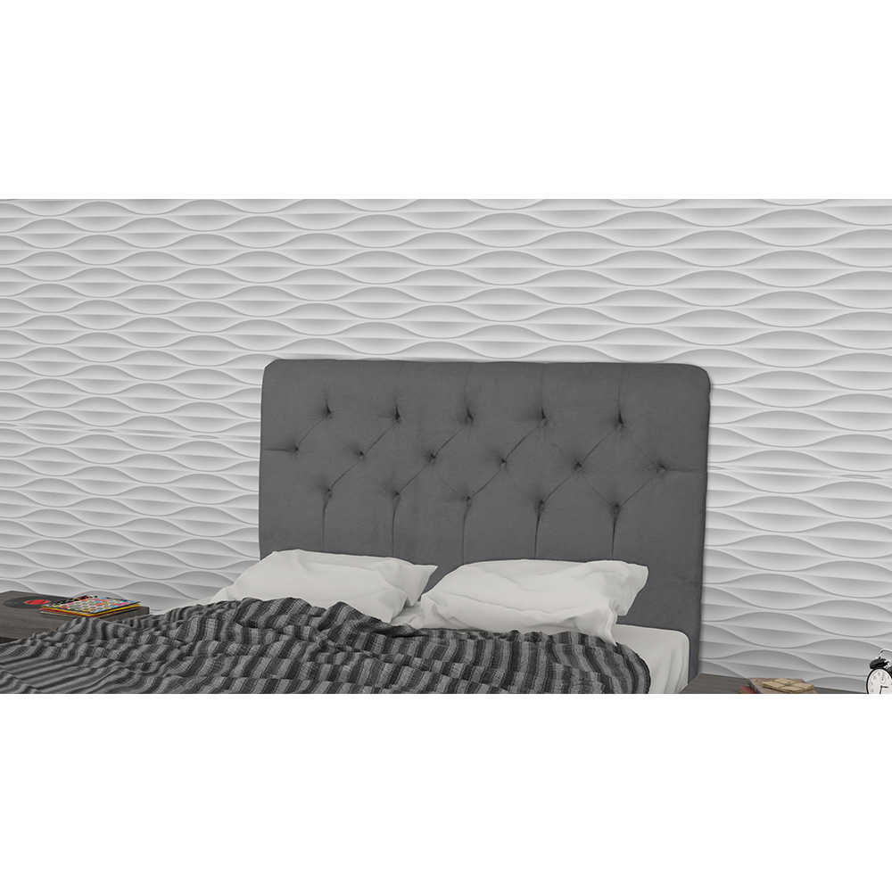 Cabeceira Solteiro 90cm Para Cama Box Ravena Suede Cinza - DS Estofados