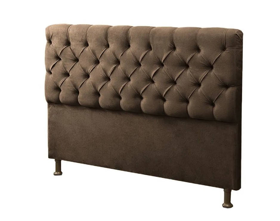 Cabeceira Solteiro 90cm Para Cama Box Sofia Suede Marrom - DS Estofados