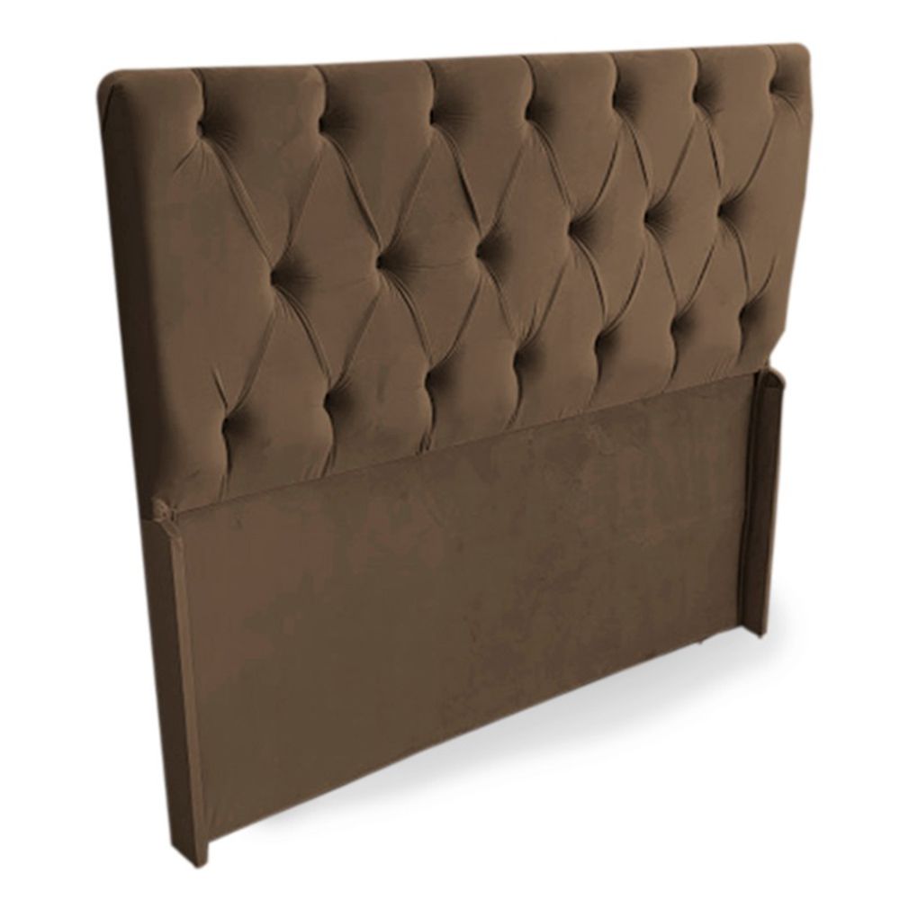 Cabeceira Solteiro Bela 90cm Para Cama Box Suede Marrom - DS Móveis