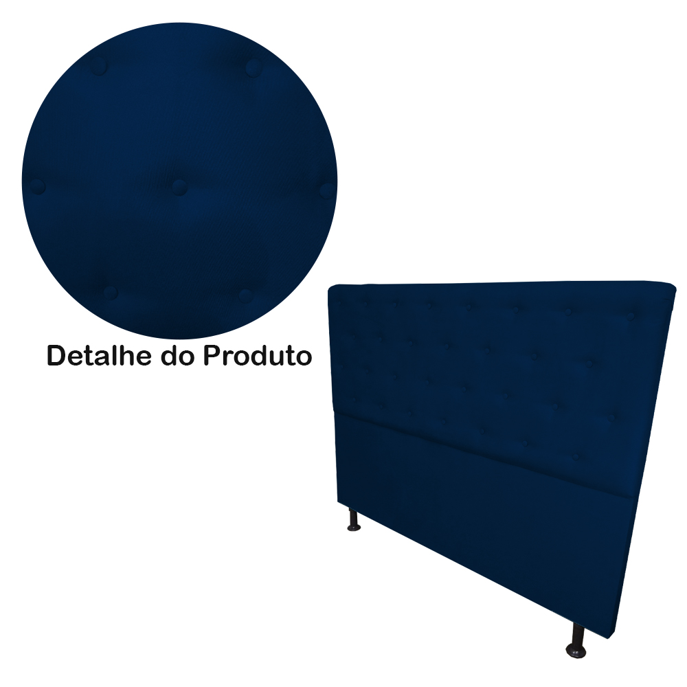 Cabeceira Solteiro Juliana 90cm Para Cama Box Suede Azul Marinho - DS Estofados
