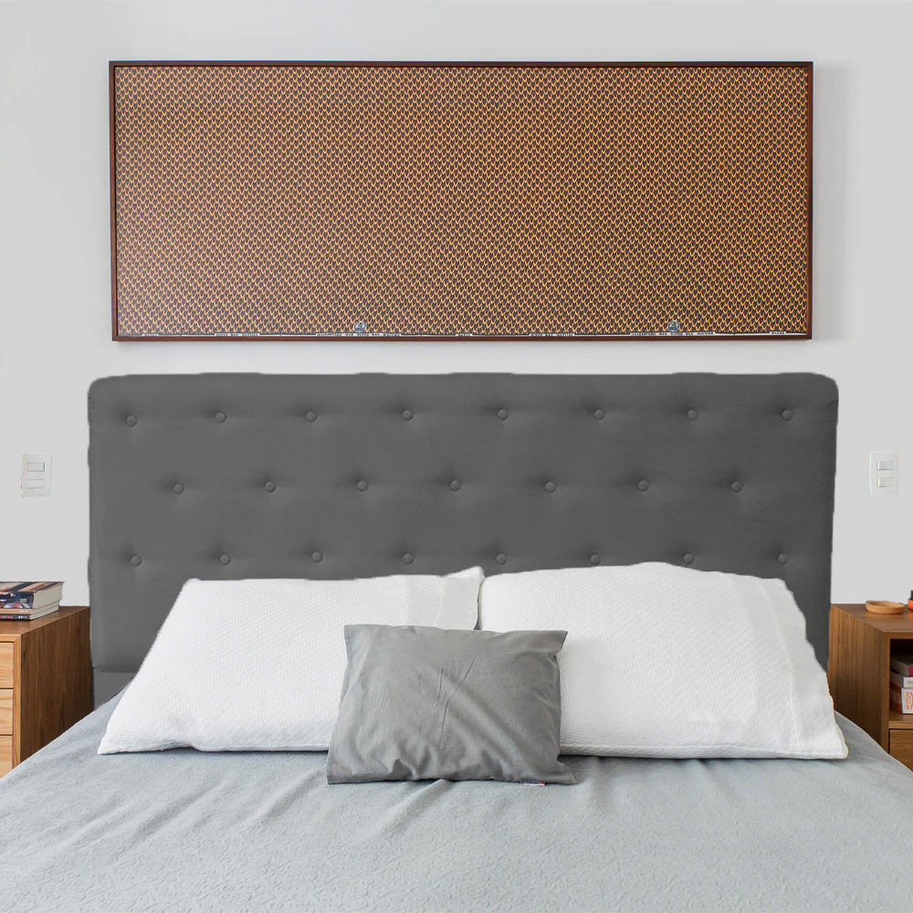 Cabeceira Solteiro Juliana 90cm Para Cama Box Suede Cinza - DS Estofados