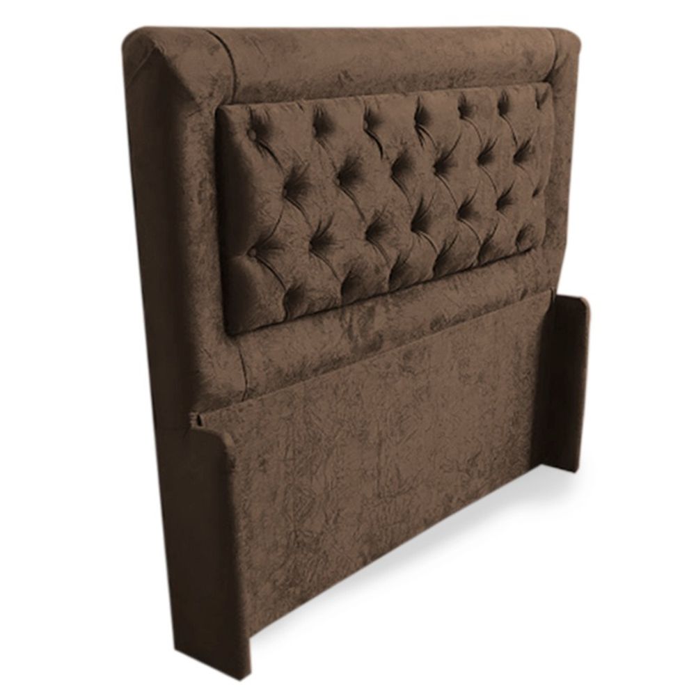 Cabeceira Super King Isa 195cm Para Cama Box Suede Amassado Marrom - DS Móveis